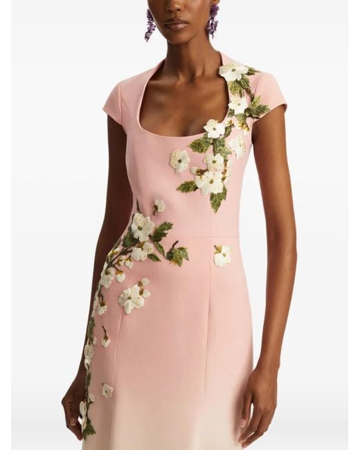 Oscar de la Renta フローラル ドレス Natural