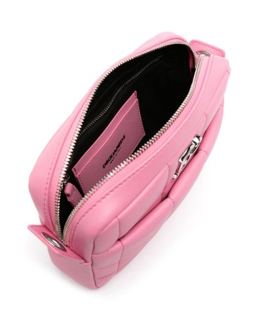 DSquared² Pink D2 Statement Leather Crossbody Bag