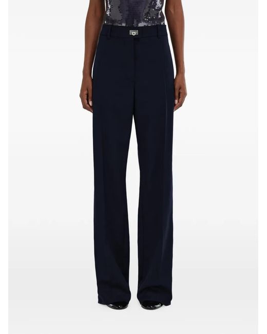 Ferragamo Blue Cashmere Blend Tailored Trousers