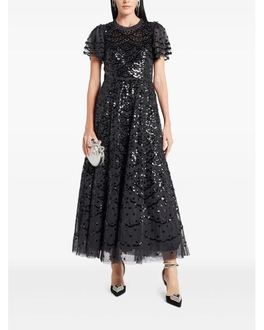 Needle & Thread Black Sequinned Maxi Dress