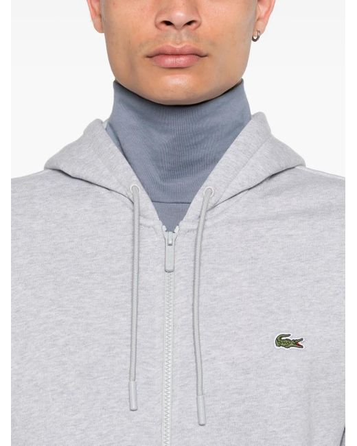 Lacoste White Logo-Patch Hoodie for men
