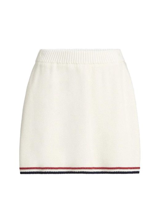 Brunello Cucinelli White Cotton Piqué-Effect Knit Mini Skirt