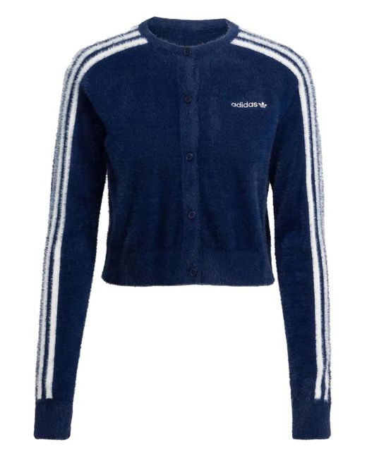 Adidas Blue 3-Stripes Cropped Cardigan