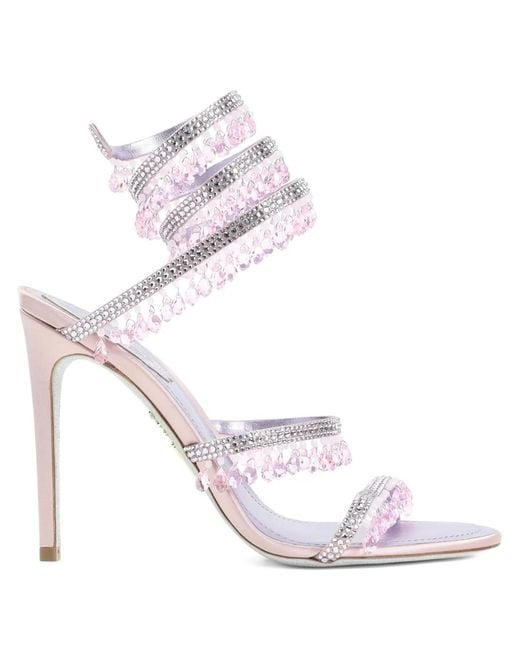Rene Caovilla Pink Sandalen mit Perlenriemen