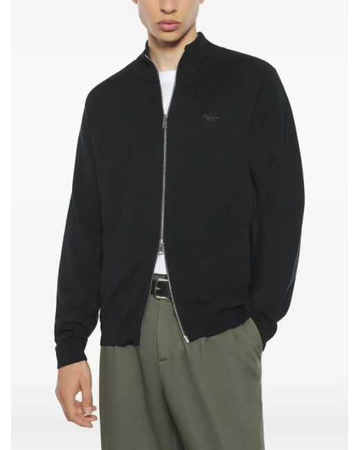 Maison Kitsuné Black Wool Cardigan for men