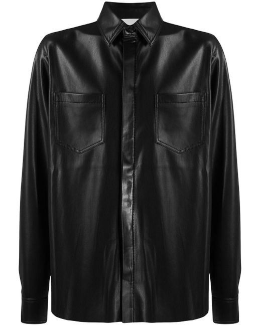 Nanushka Button-up Faux Leather Shirt 
