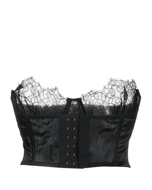 Maison Close Black Lace-Detail Bustier Bra