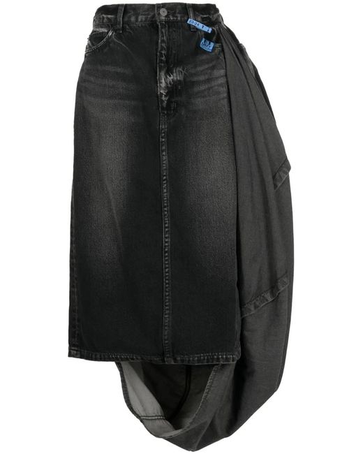Maison Mihara Yasuhiro Black Circle Washed Denim Skirt