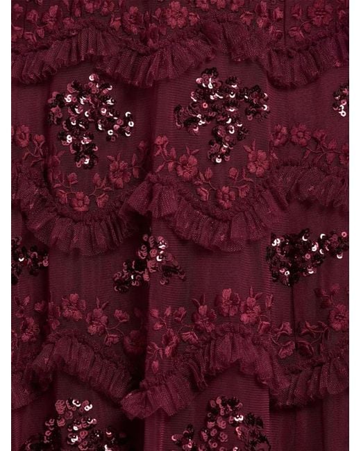 Needle & Thread Purple Daisy Ruffled Midi Dress