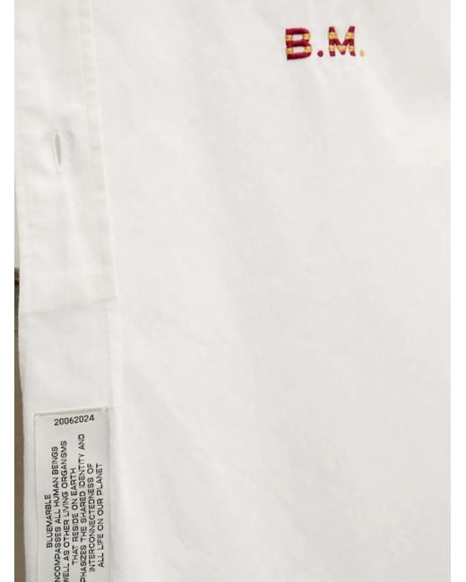 Bluemarble White Logo-Embroidered Shirt for men