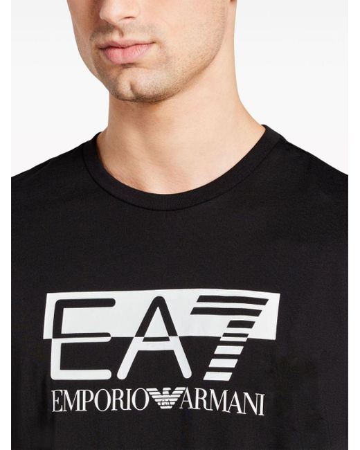 EA7 Logo-print Cotton T-shirt in Black for Men | Lyst