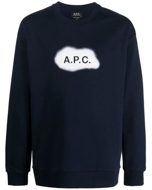 A.P.C. Sweater Met Logoprint in het Blue voor heren