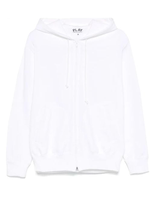 COMME DES GARÇONS PLAY White Signature Heart-Patch Hoodie