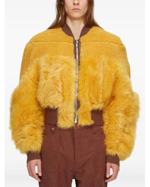 Rick Owens Yellow Shearling Bomber Jacket
