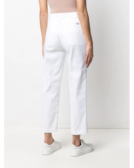 Dickies White Cropped Press-Crease Trousers