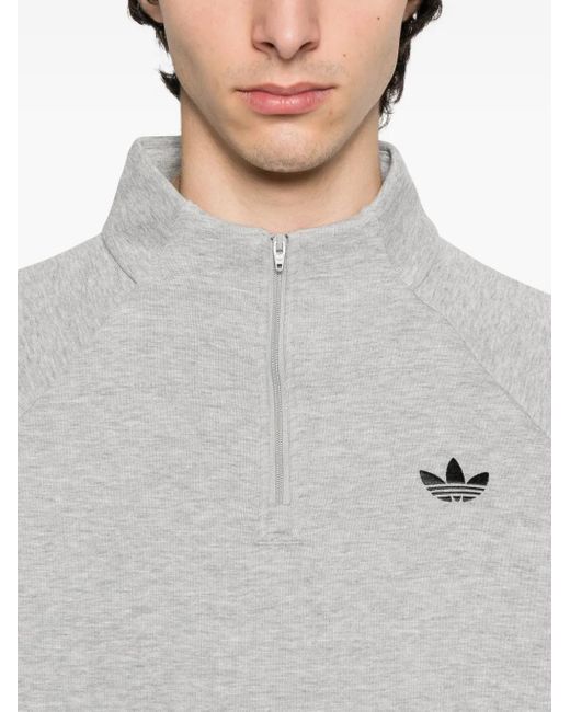Adidas Gray Spacer Drill Half-Zip Side-Stripe Sweatshirt for men