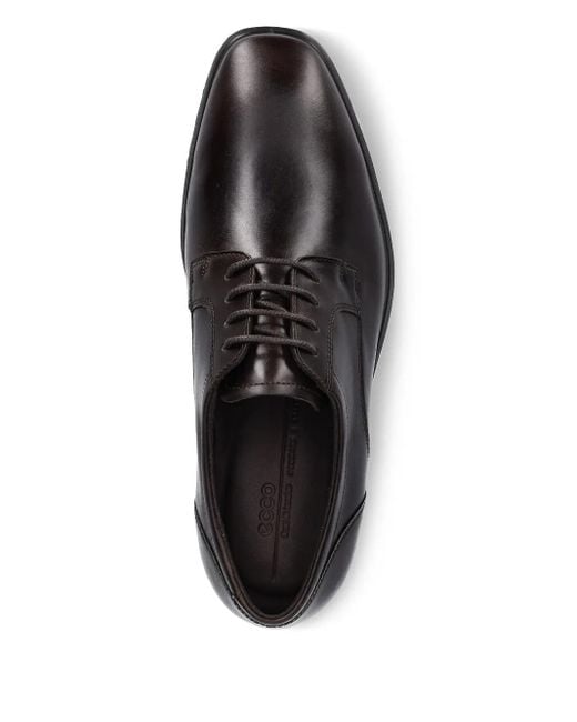 Ecco Brown Leather Lace-Up Derby Shoes for men