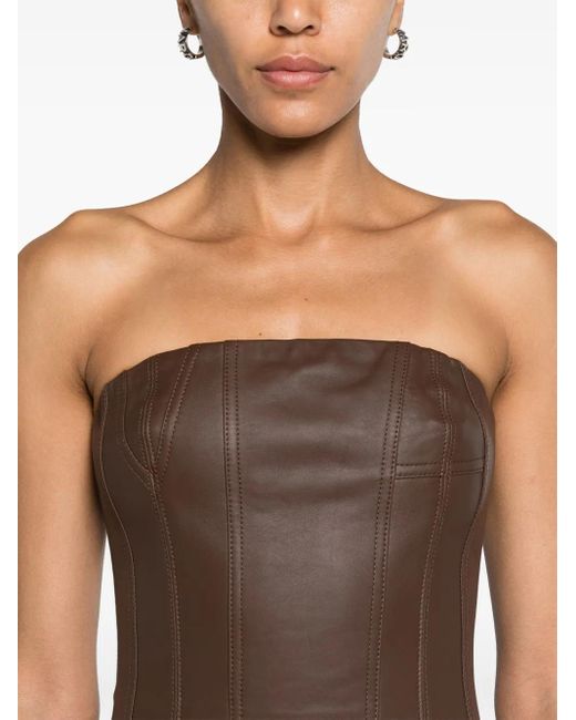 Amiri Brown Bustier-Style Leather Top