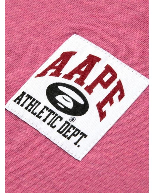 Aape By A Bathing Ape Pink Logo-Print Cotton T-Shirt for men