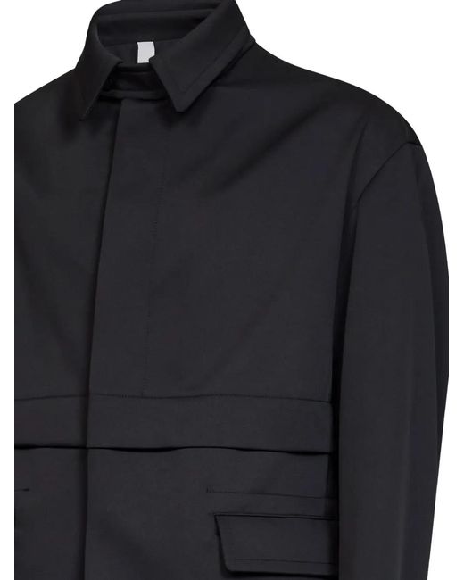 Hevò Black Concealed-Button Shirt Jacket for men
