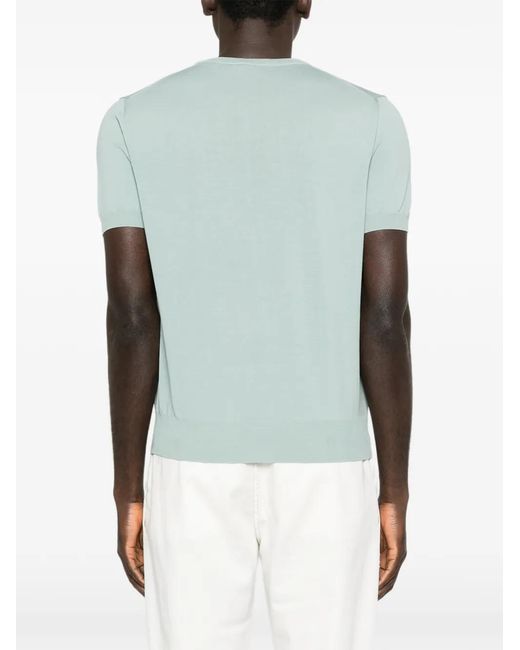 Canali Blue Short-Sleeve Knitted T-Shirt for men