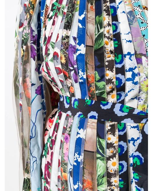 Stella McCartney White Pleated Multi-Print Draped Dress