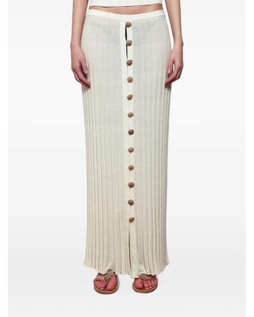 Christopher Esber Natural Pleated Buttoned Skirt
