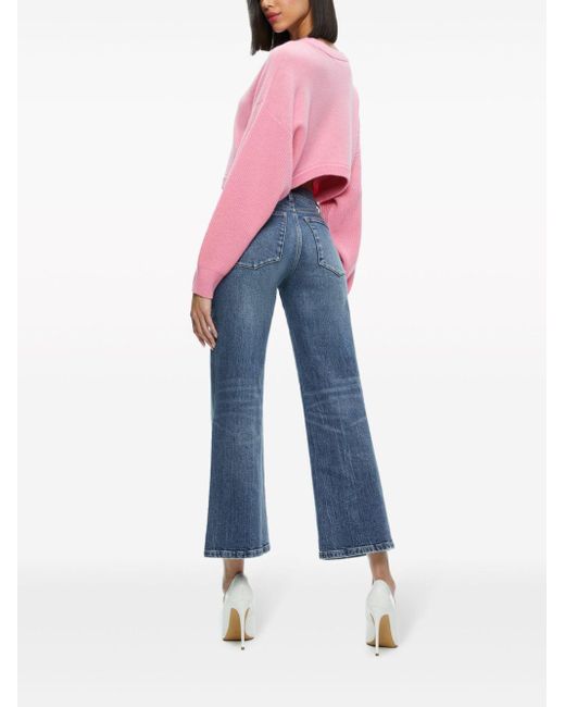Alice + Olivia Pink Posey Cropped-Pullover