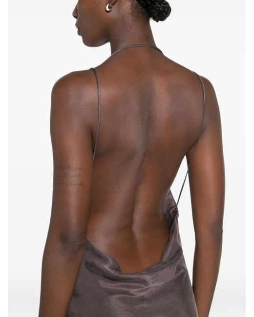 ANDAMANE Brown Cowl-Neck Backless Maxi Dress