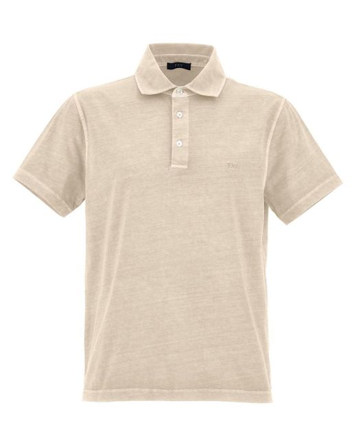 Fay Natural Logo-embroidered Cotton Polo Shirt for men
