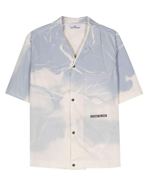 Stone Island Blue Abstract Short-sleeved Shirt for men