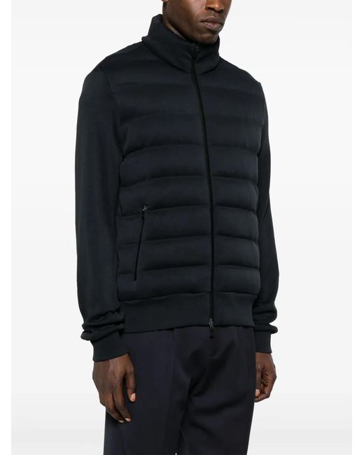 Herno Blue Funnel-Neck Padded Jacket for men