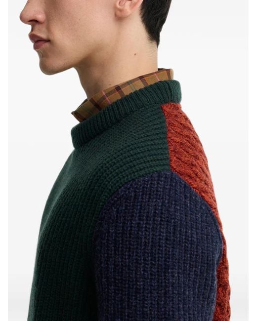 Barbour Green X Paul Smith Cable-Knit Sweater for men