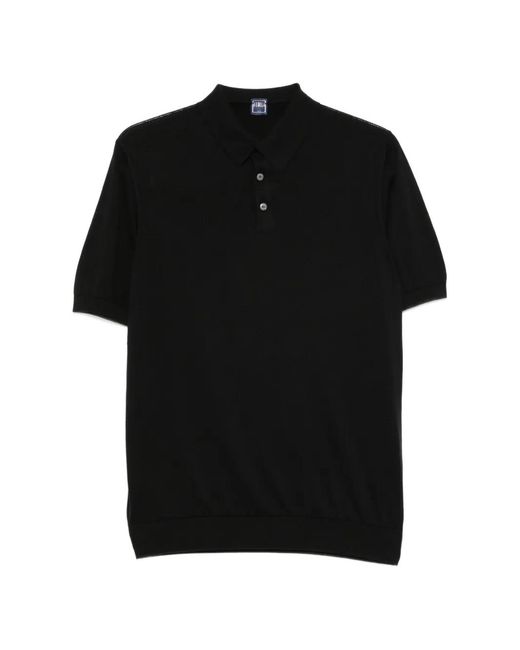 Fedeli Black Buttoned Polo Shirt for men