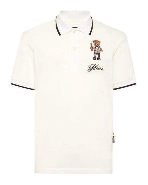 Philipp Plein Natural Teddy Bear-Graphic Polo Shirt for men