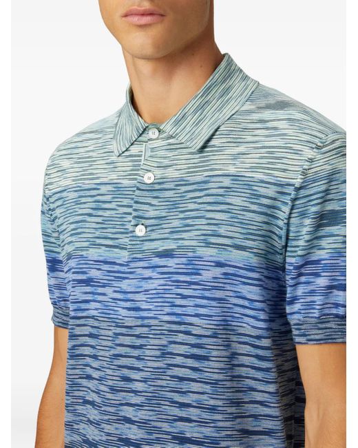 Missoni Blue Striped Cotton Polo Shirt for men