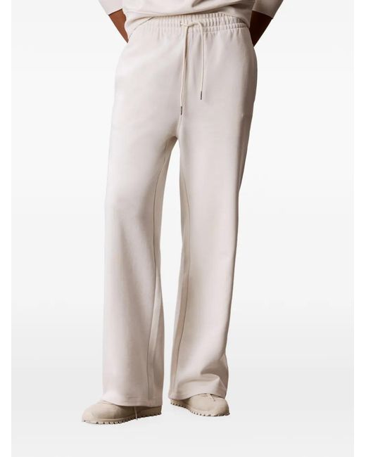 Calvin Klein White Drawstring-Waist Logo-Embroidered Track Pants
