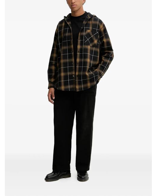 HUGO Black Check-Print Shirt Jacket for men