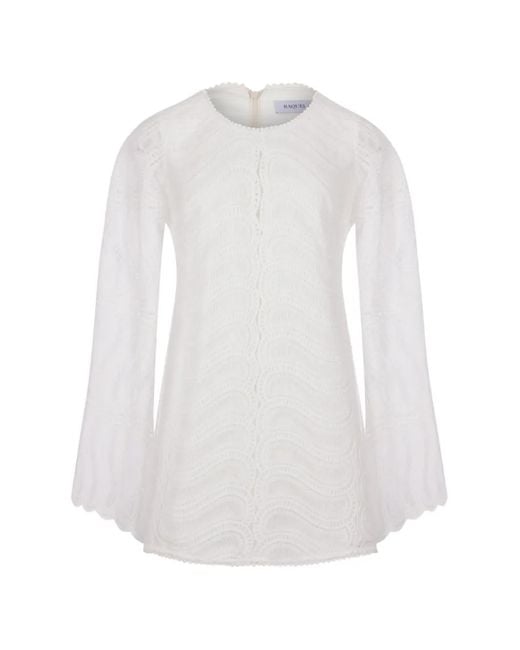 Raquel Diniz White Lace Bell-Sleeve Dress