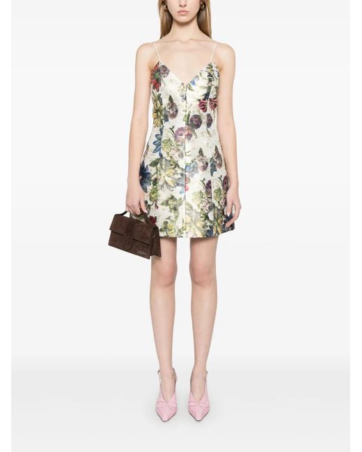 Alice + Olivia Natural Tayla Printed Mini Dress
