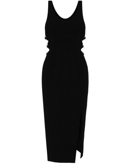 Self-Portrait Black Crepe Bow Midi Dress