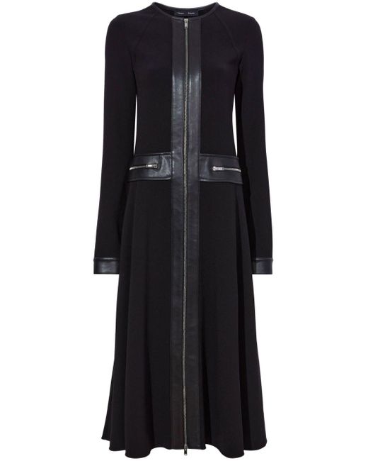 Proenza Schouler Black Faux-leather Trim Long-sleeved Midi Dress