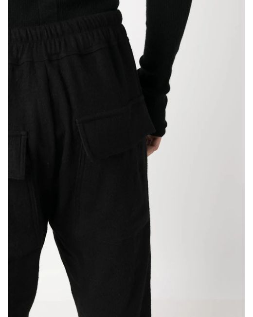 Rick Owens Black Straight-Leg Wool Track Pants for men