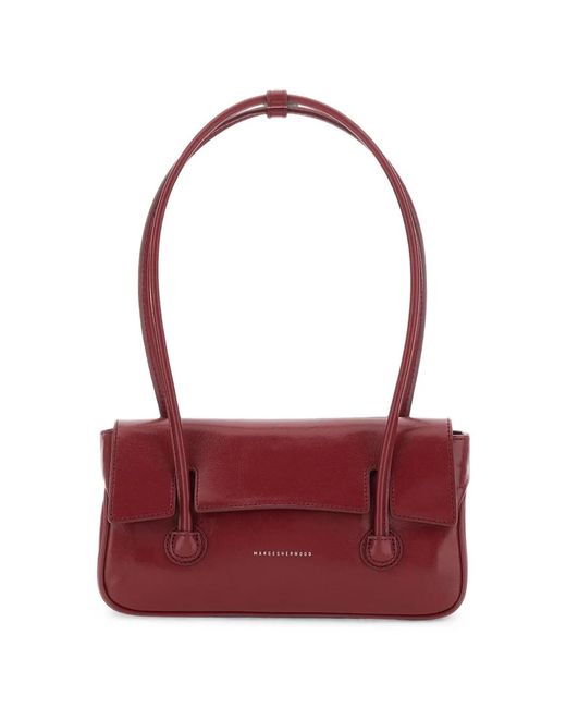 MARGE SHERWOOD Red Glossy Leather Shoulder Bag