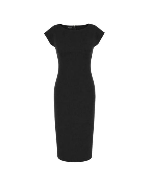 Giorgio Armani Black Cap-Sleeve Rear-Slit Misi Dress