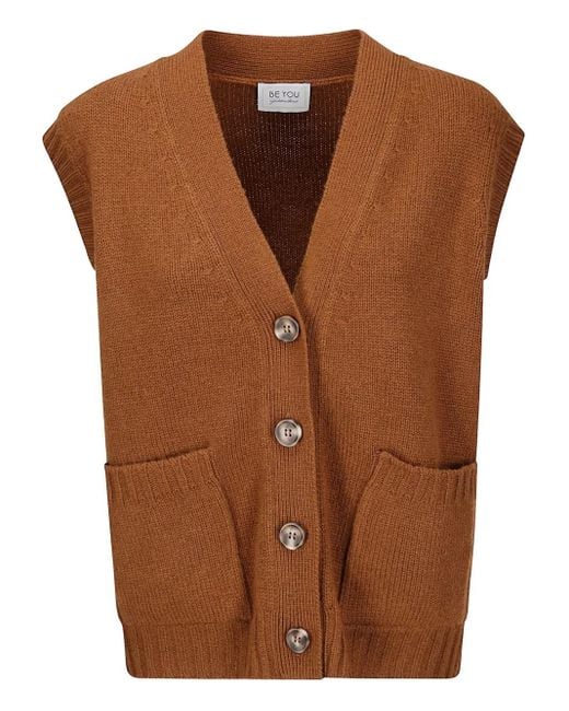 Be You Brown Button Patch-Pocket Gilet