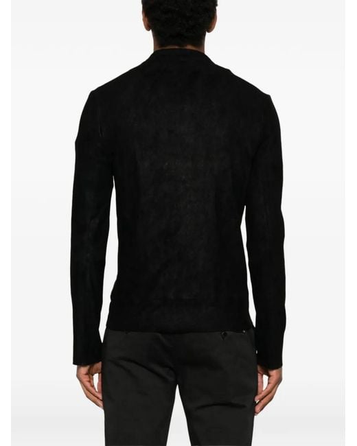 Giorgio Brato Black Zip-Up Suede Biker Jacket for men