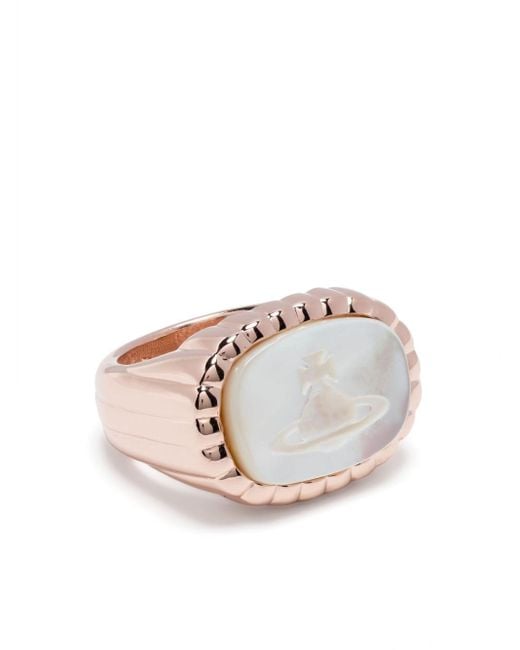 Vivienne Westwood White Denver Ring mit Orb-Detail