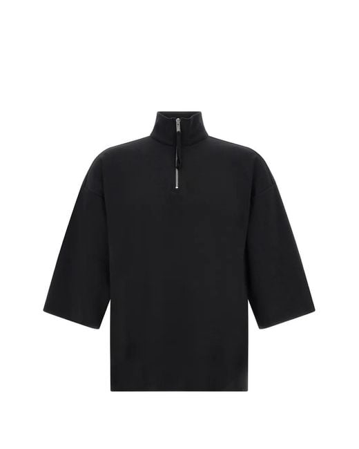 Thom Krom Black Half-Zip Short-Sleeve Sweatshirt for men