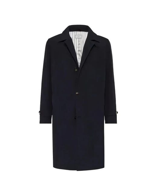 Brunello Cucinelli Blue Water-Resistant Trench Coat for men